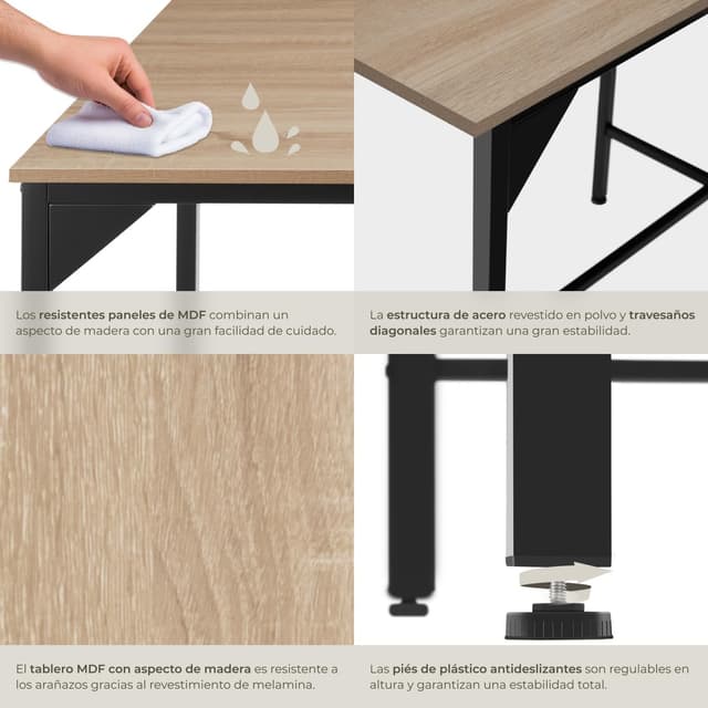 Thumbnail 4 de tectake Mesa comedor Industrial 120x75 cm