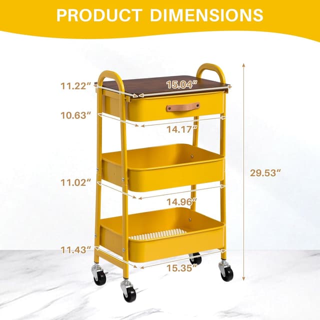 Thumbnail 4 de AGTEK Makeup Cart with Drawer 3-Tier Pink