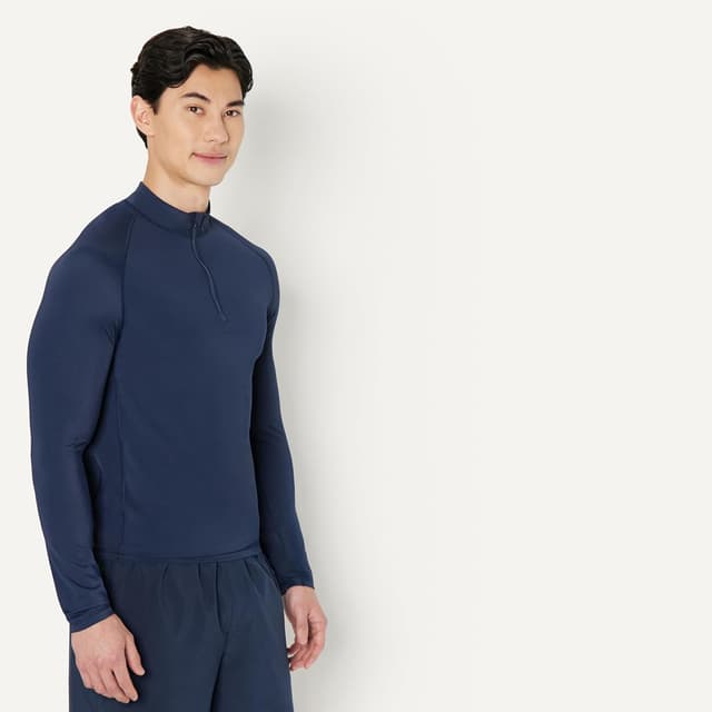 Detalle de Amazon Essentials Homme rashguard manches longues à fermeture éclair 1/4 (coupe slim)