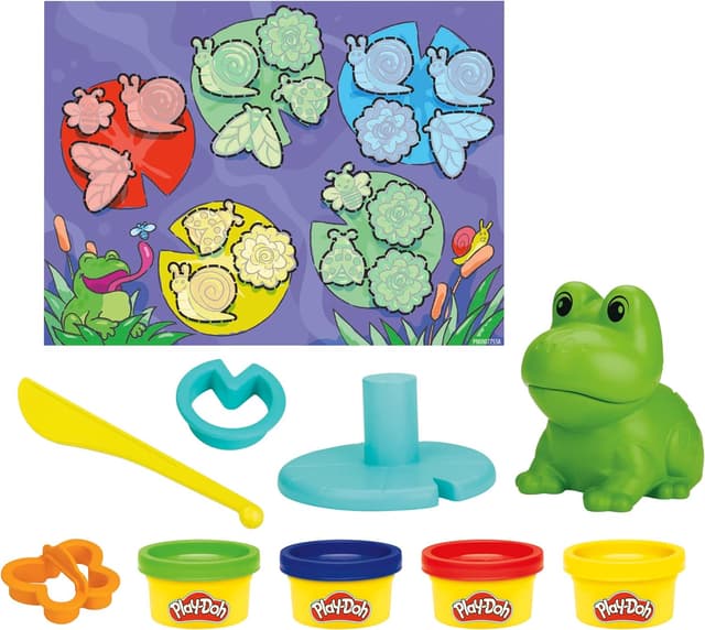 Detalle de Play-Doh Farbi, der Frosch – 4×28 g Dosen mit Ausstechern (ab 3 Jahren)