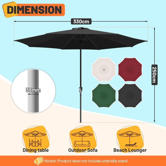 Detalle 2 de Parasol Ollewiellan 350/270 cm avec manivelle, UV 50+ et toile imperméable