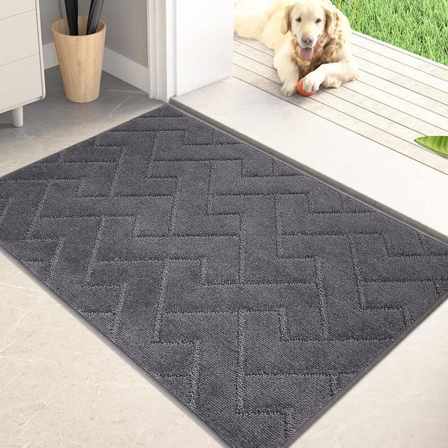 Detalle de PURRUGS Dirt Trapping Door Mat 20" x 31.5" — Non-Slip, Machine Washable Entry Rug for Muddy Shoes & Dog Paws (Grey)