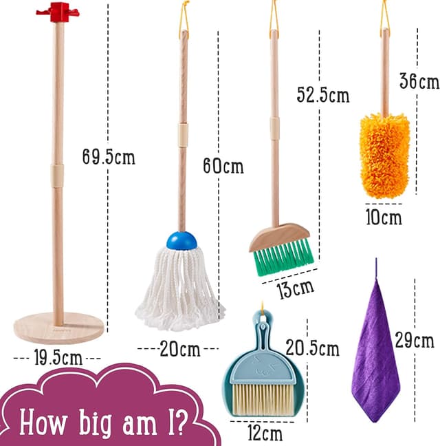 Detalle 2 de Jaques of London Kids Cleaning Set wooden pretend play trolley for toddlers (since 1795)