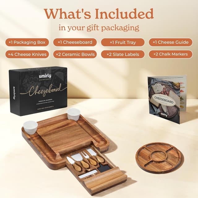 Detalle 2 de SMIRLY Large Acacia Charcuterie Board Set 🧀