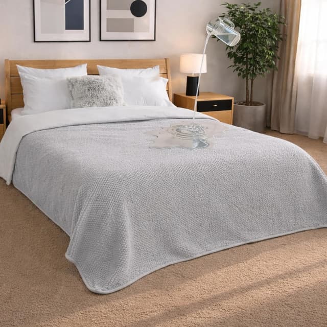 Detalle de Dreamzie wasserdichte Decke für Hunde – reversible Liebesdecke aus Sherpa Fleece (Hellgrau), 152x203 cm