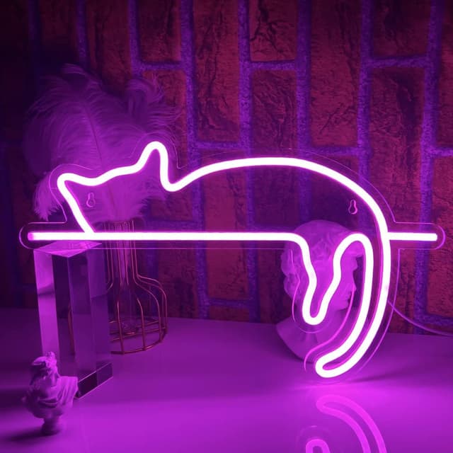 Detalle de PILOYINDE Katze LED Schild 16,5×9,8 🪧