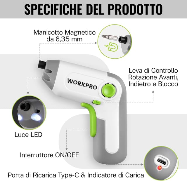 Detalle de WORKPRO Avvitatore a batteria 3,6 V