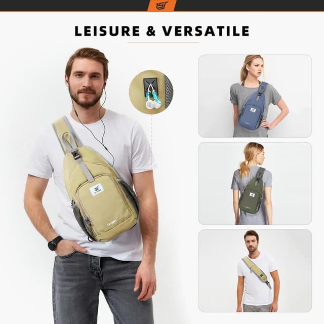 Detalle de SKYSPER RFID Sling Bag Crossbody Sling Backpack – 7L travel, hiking and daily carry