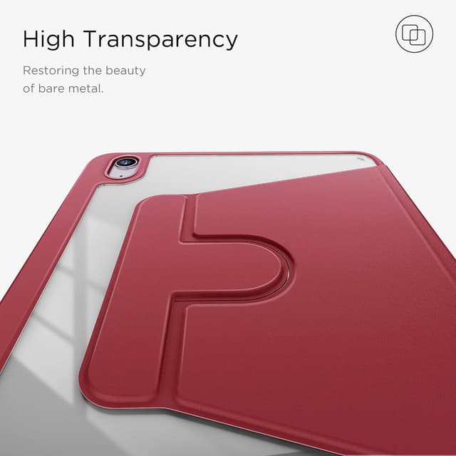 Detalle 2 de CACOE 360 Rotating Case for iPad (A16) 11th/10th Generation with Pencil Holder – Wine Red