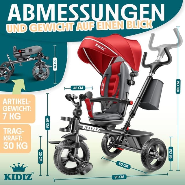 Thumbnail 6 de KIDIZ Dreirad 6in1 Kinderdreirad ab 9 Monaten