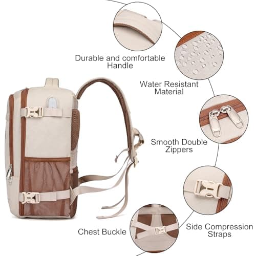 Detalle 2 de PUSLOM Mochila de cabina para avión 40x20x25 cm (20L) con USB y portátil de 14