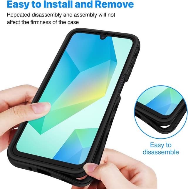 Thumbnail 6 de CENHUFO for Samsung A17 / A16 Case with built-in screen protector and 360° shockproof cover (Black/Clear)