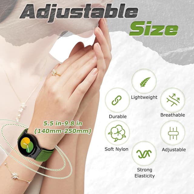 Detalle de Yunshare Elastic Watch Straps (Stretch Nylon Solo Loop) for Samsung Galaxy Watch 7/6/5/4
