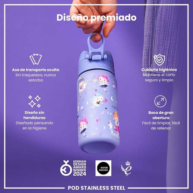 Thumbnail 5 de ion8 Botella de Agua Inox para Niños 400ml 🧚♀️ Sin Aislamiento
