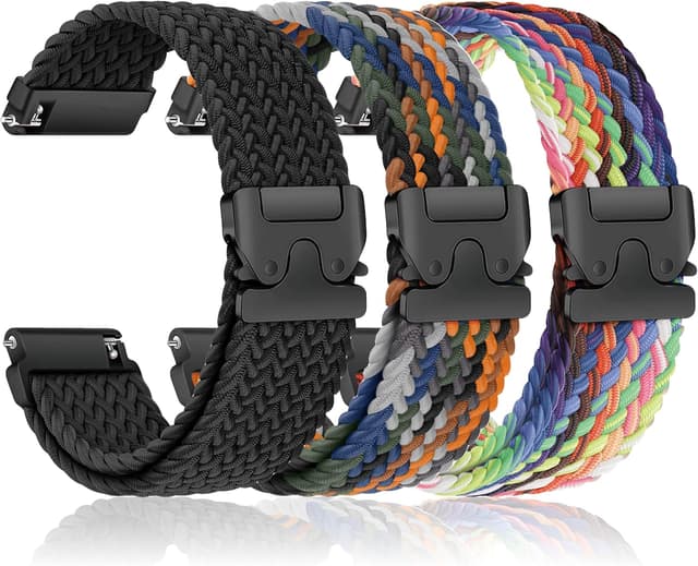 Detalle de 3 Pack 20mm Elastic Braided Strap for Samsung Galaxy Watch 7/6/5/4 & Garmin Vivoactive/Forerunner