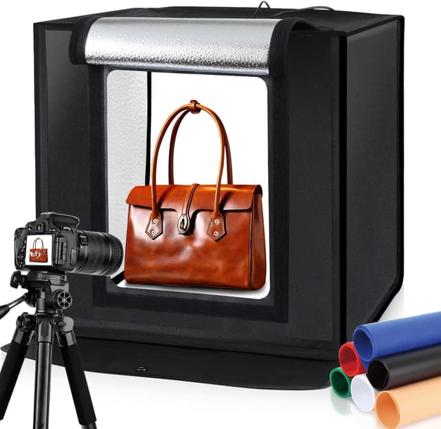 Thumbnail 6 de PULUZ Fotobox 40x40cm Faltbare Photography Box mit Dimmbaren 3 Farben Temperaturen 160 LED Beleuchtung 6500K & 12 Foto-Hintergründe Lichtzelte for produktfotografie
PULUZ Fotobox 40x40cm Faltbare Photography Box…