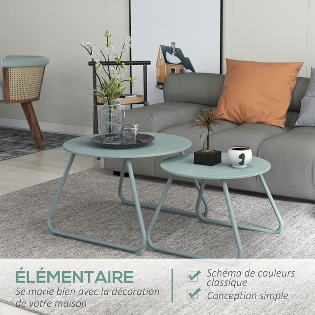 Detalle 2 de Outsunny tables basses gigognes 2 Ø60