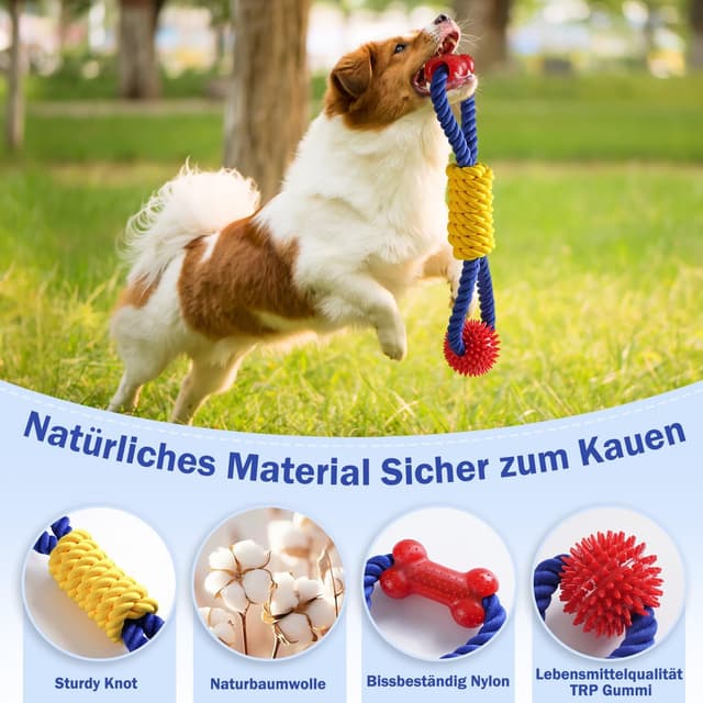Detalle 2 de Aitmexcn Hundespielzeug Seil (43 cm) aus Baumwolle – Zerrspielzeug für kleine bis mittelgroße Hunde