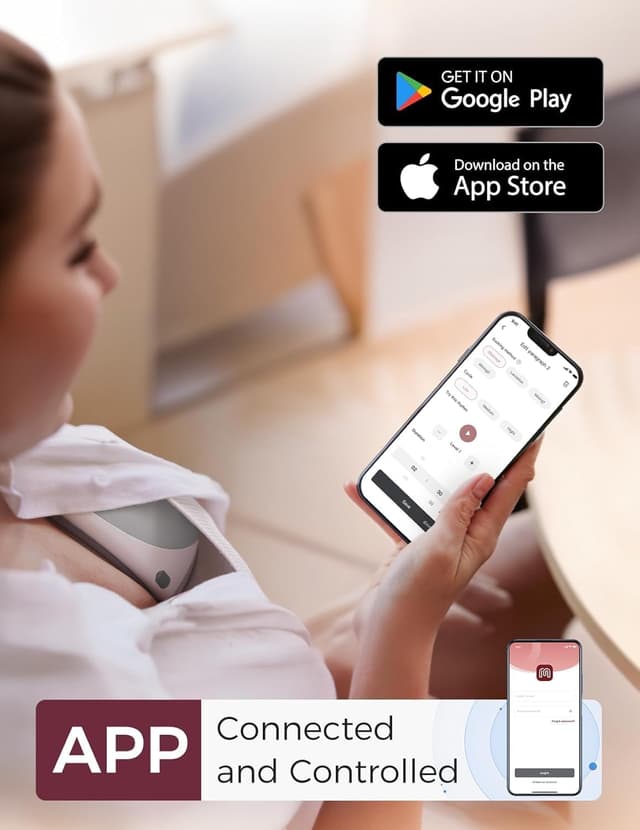 Detalle de Momcozy Mobile Flow M9 Upgrade Freihändige Milchpumpe (App-Steuerung, 15 Stufen) – Grau, 2 Stück, 24 mm