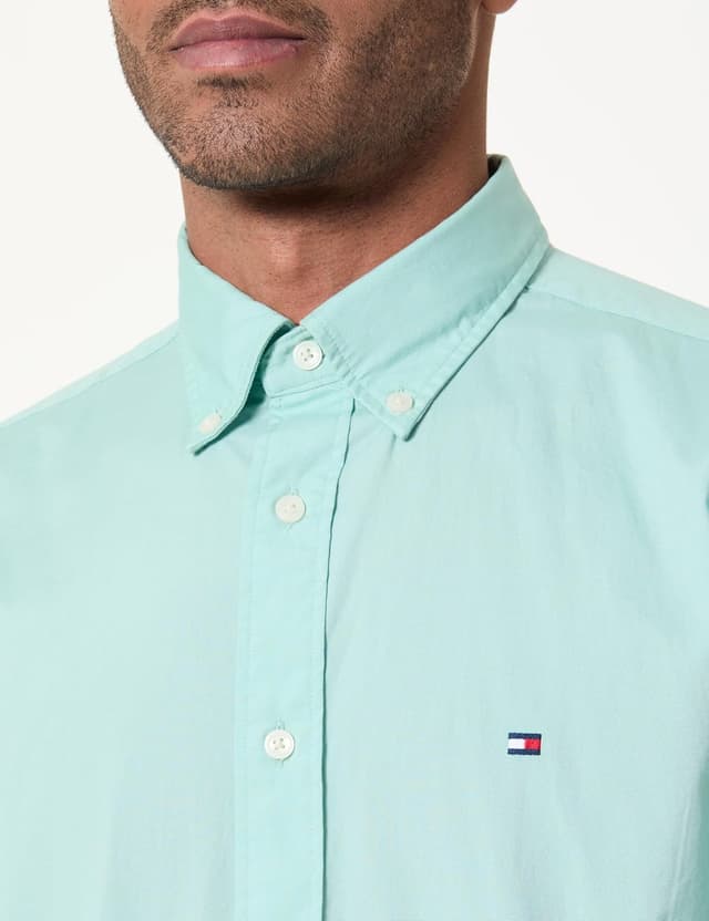 Detalle 2 de Tommy Hilfiger Herren Hemd Flex Poplin Solid Regular Fit
