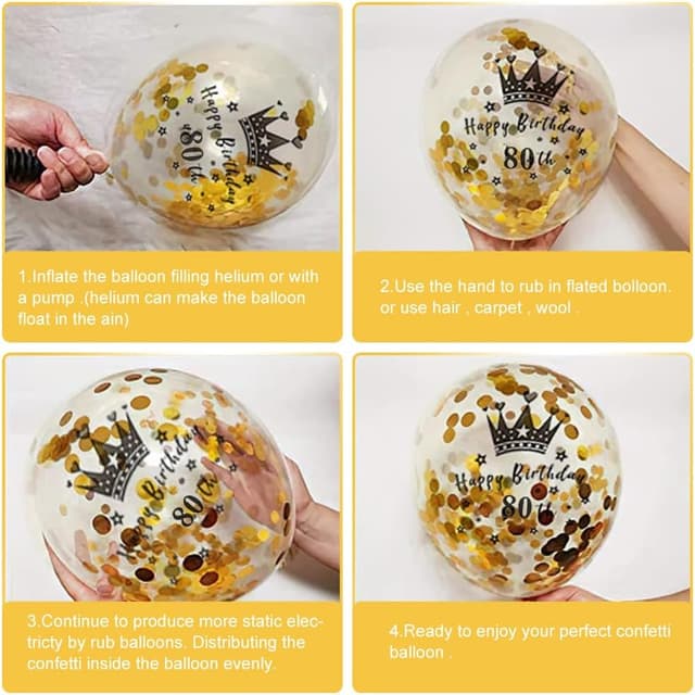 Detalle 2 de 14 Pieces 80th Happy Birthday Decorations Kit (9ft Banner, Triangle Flags, Confetti Balloons)