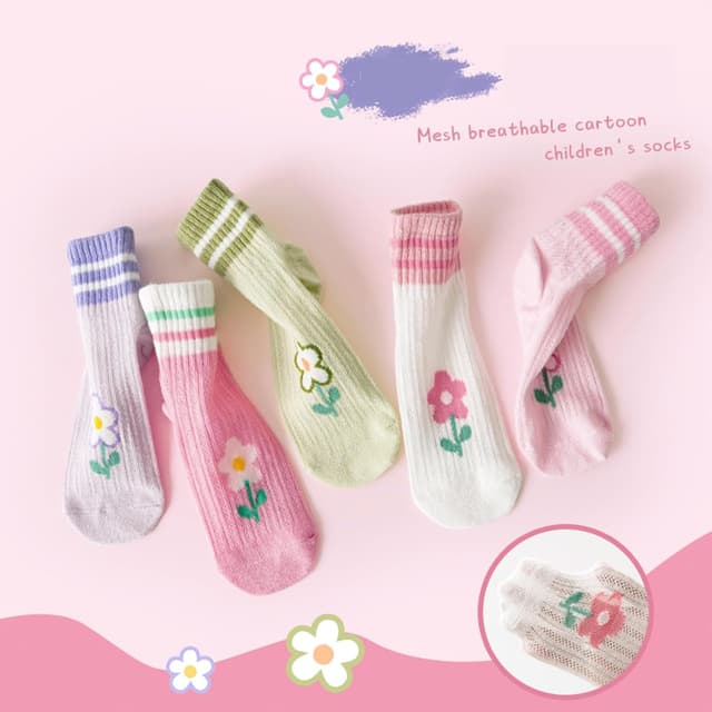 Detalle de QKURT 5 Pairs Kids Ankle Socks (Breathable Mesh) for Ages 1–8