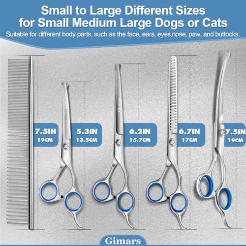 Thumbnail 8 de Gimars 4CR tijeras de peluquería canina 6 en 1 (acero inoxidable, punta redonda de seguridad)