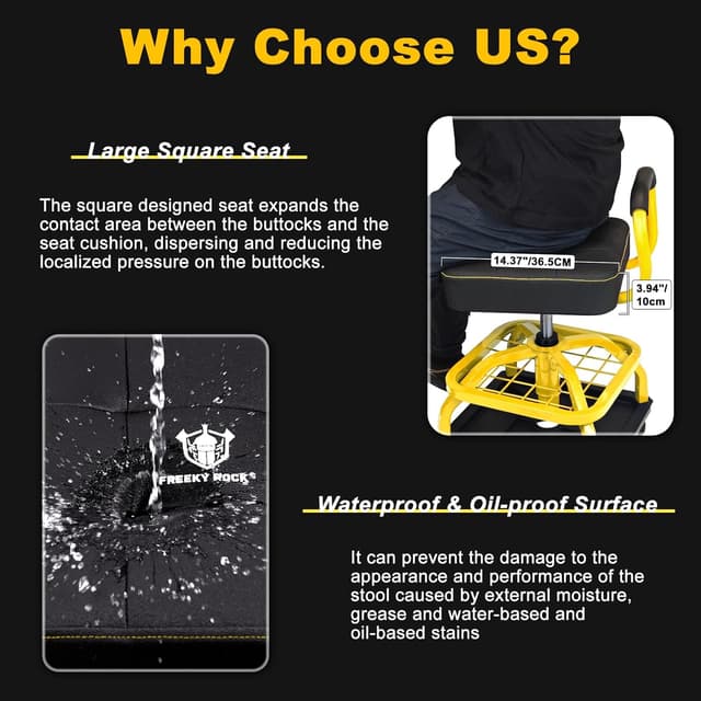 Thumbnail 4 de FREEKYROCK Rolling Shop Stool 330 LBS