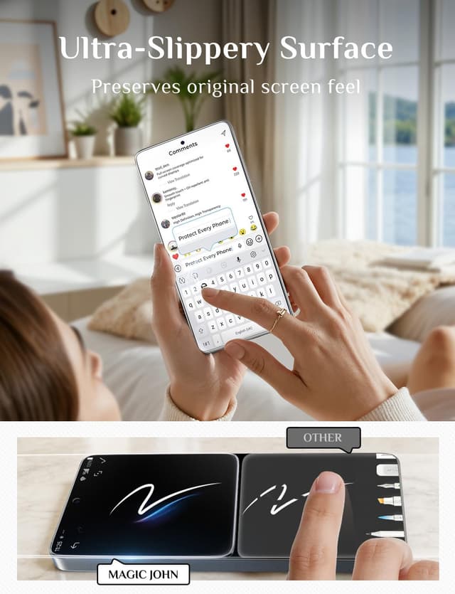 Detalle de MAGIC JOHN for Samsung Galaxy S26 Ultra Screen Protector (6.9-inch), 9H Tempered Glass, Fingerprint Unlock, 2-Pack