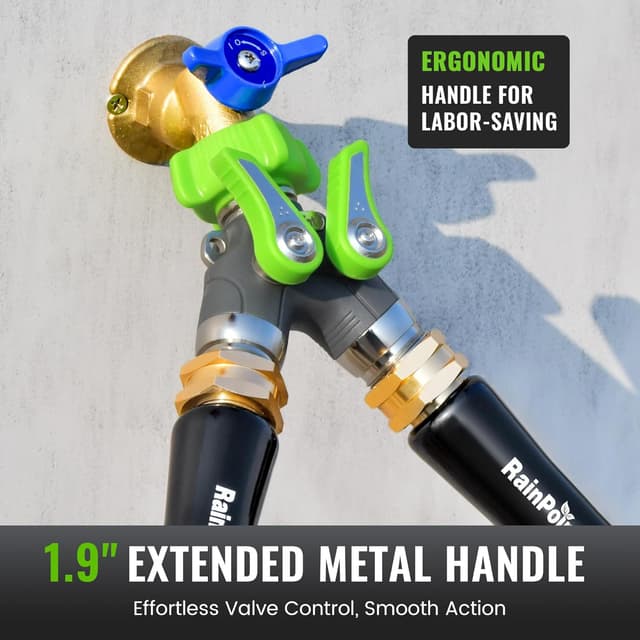 Detalle de RAINPOINT Y-Verteiler 3/4" für Wasser, 2-Wege Verteiler mit unabhängigem Schalter und Metallgehäuse