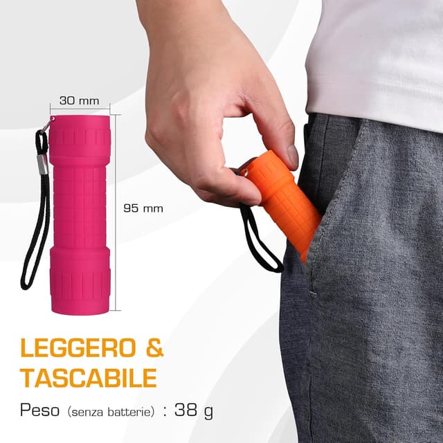 Detalle de EverBrite Torcia UV LED portatile da 395 nm (confezione da 6 pezzi, 6 colori) per rilevare macchie e urina di animali