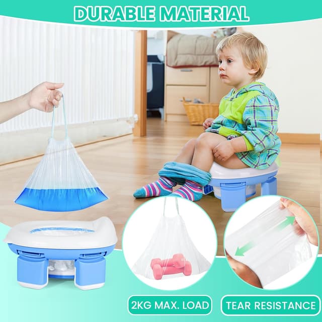 Detalle de 100pcs Portable Potty Liner Disposable Bags (5 Rolls) with Drawstring