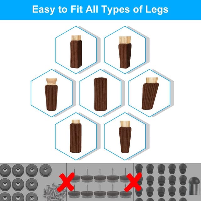 Detalle 2 de OSDUE Chaussettes de chaise en feutre antidérapantes (lot de 24) pour pieds de chaise, brun