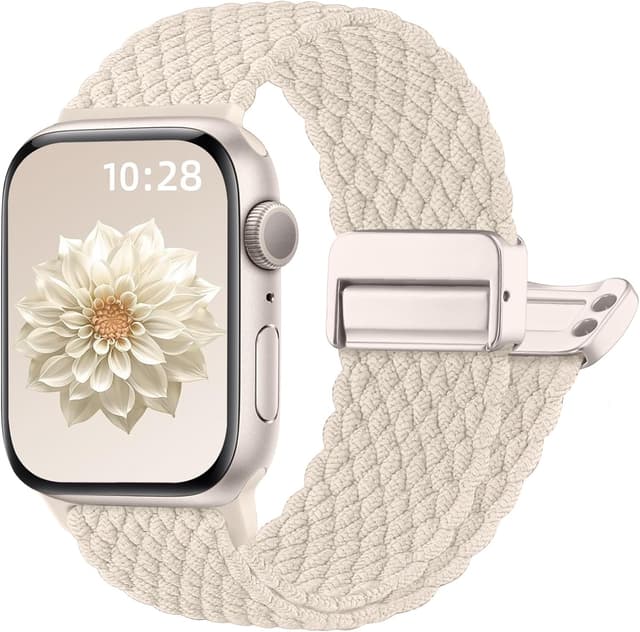 Detalle de Oielai Braided Strap for Apple Watch (40/41/42/44/45/46/49mm) – Adjustable Magnetic Nylon Band