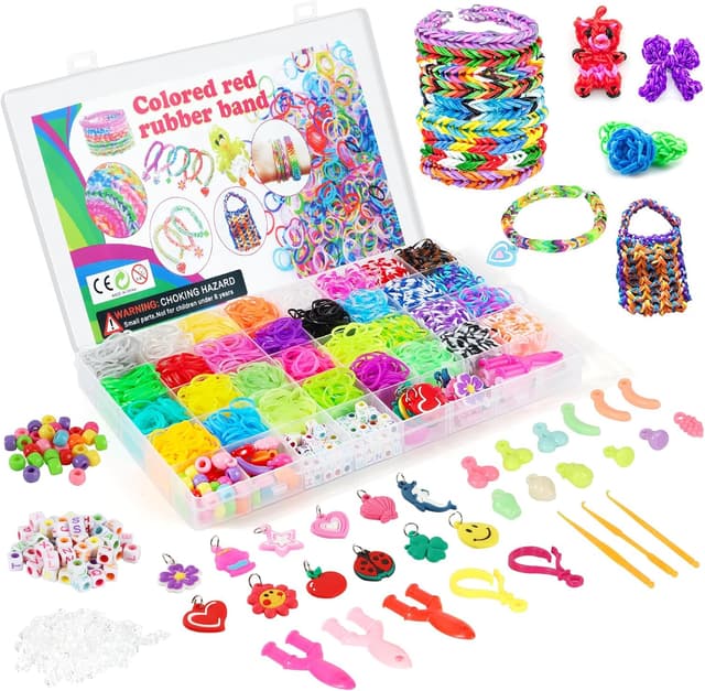 Detalle de URMYWO Loom Bänder Set (2800+), 32 Farben – Zubehör für Armbänder, Basteln & DIY