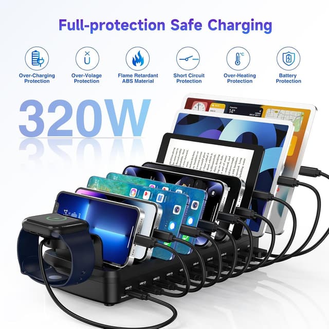 Detalle 1 de MERGROLY 320W 10-Port Fast Charging Station