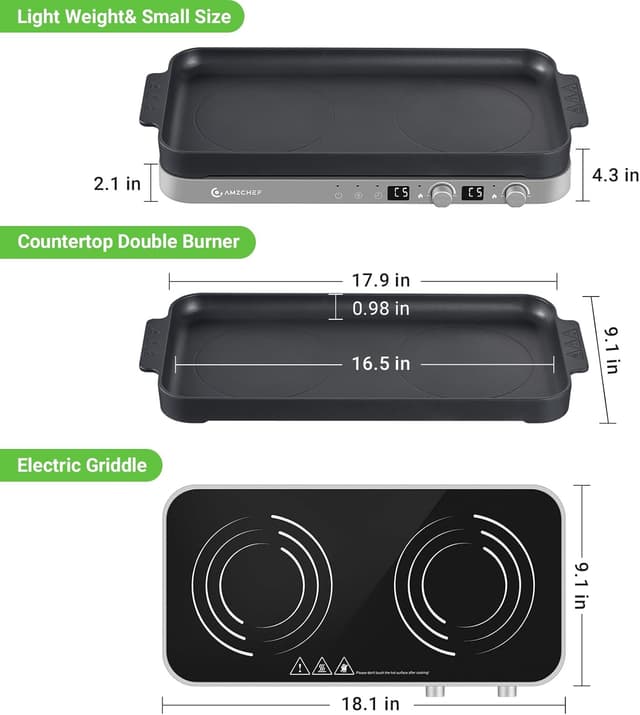 Thumbnail 1 de AMZCHEF Double Induction Cooktop 1800W