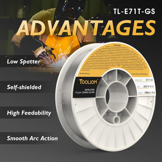 Detalle de TOOLIOM Flux Core Gasless MIG Wire E71T-GS .035" (10 lb spool) self-shielded carbon steel