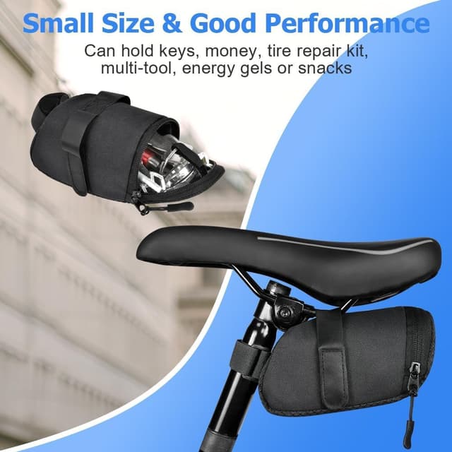 Detalle de flintronic Sacoche de selle de vélo arrière avec réfléchissant (mini sac pour route, VTT et sorties plein air)