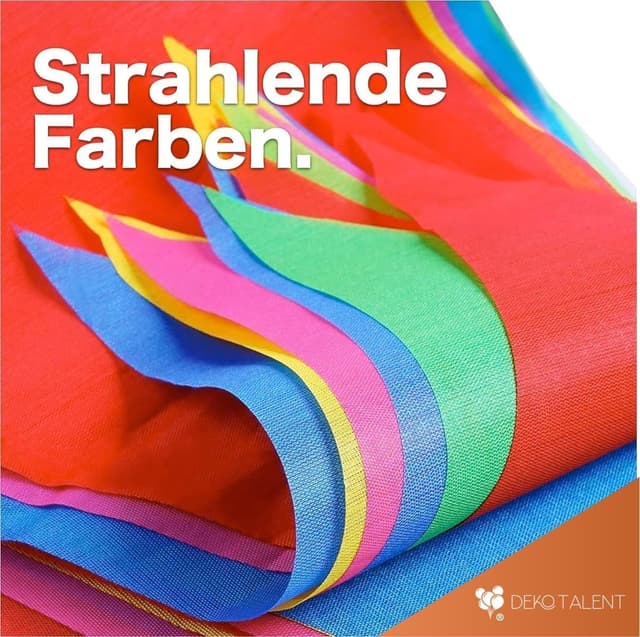 Detalle de XXL Wimpelkette Stoff 100 Meter bunt – Girlande & Banner für Indoor und Outdoor Deko