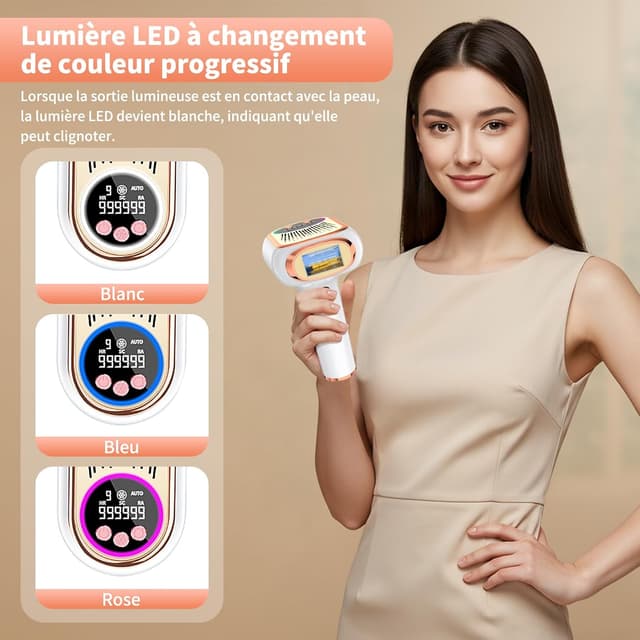 Thumbnail 6 de NIKYJM Épilateurs lumière pulsée IPL 6,8 cm² – 9 niveaux d’énergie, 3 modes HR/SC/RA (or rose)