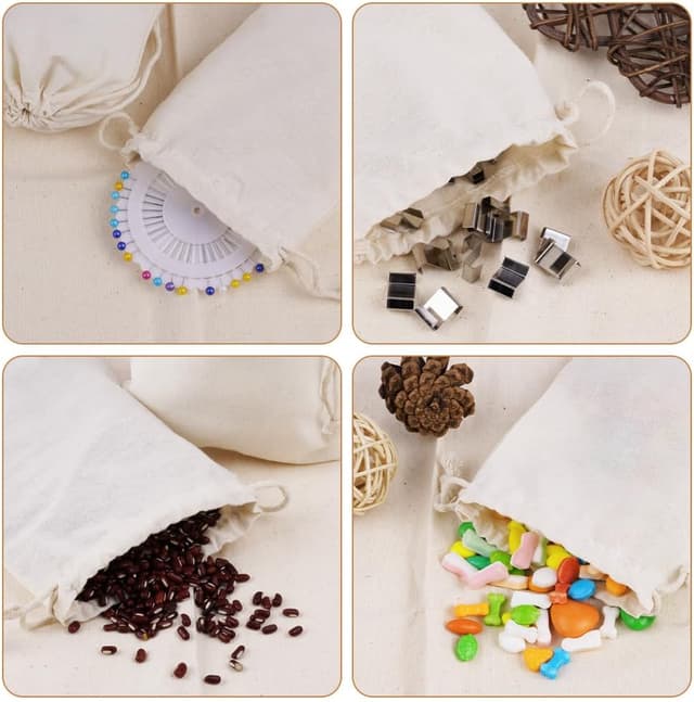 Thumbnail 6 de OFFCUP 20 Baumwollsäckchen (25×30 cm) mit Kordelzug – Stoffbeutel zum Bemalen für DIY & Gastgeschenke