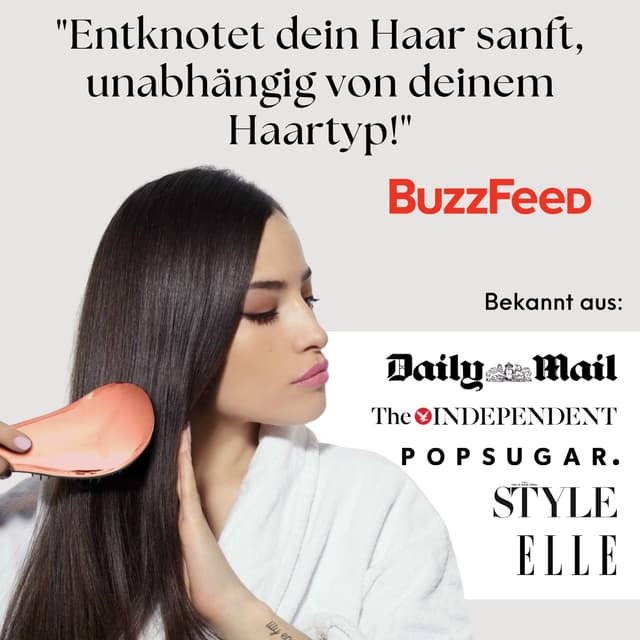 Detalle 2 de Haarbürste ohne Ziepen von Lily England (Roségold) – Entwirrbürste für glattes und lockiges Haar