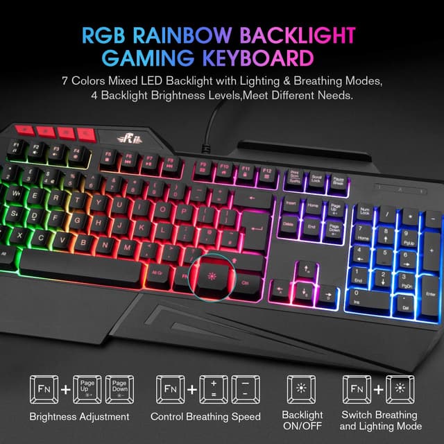 Thumbnail 4 de Rii RK202 Gaming keyboard with rainbow LED