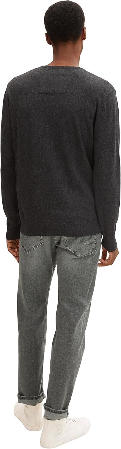 Detalle de TOM TAILOR Herren-Strickpullover mit V-Ausschnitt aus Baumwolle