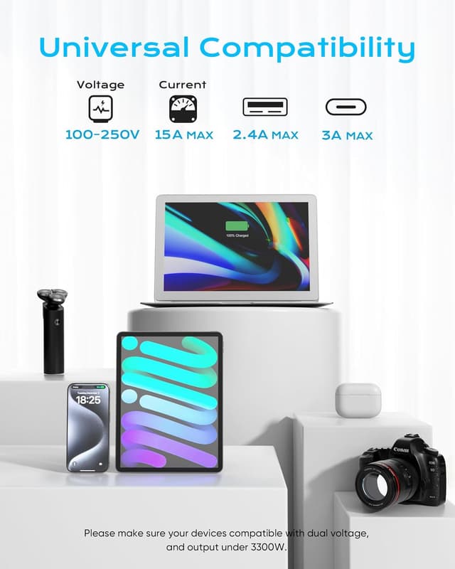 Thumbnail 5 de Olcorife Universal Travel Adapter 6-Outlets