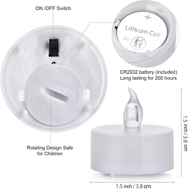 Detalle de Battery Operated Tea Lights Candles 50 Pack Flameless Flickering Tealights (Warm White)