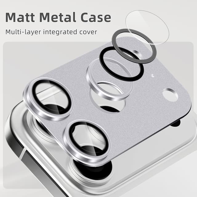 Detalle de SumRioo Kameraschutz für iPhone 17 Pro Max – Panzerglasfolie mit 9H Härte, Aluminiumlegierung, grau