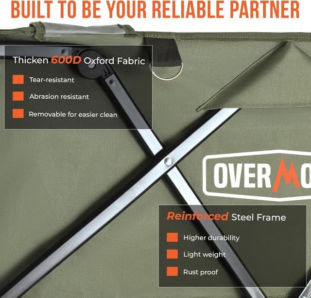 Detalle 2 de Overmont 150kg Festival Camping Trolley on Wheels (Heavy-Duty Folding Beach Wagon Cart) – Green