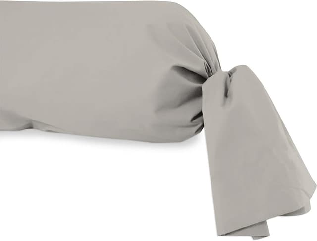 Detalle 2 de Taie de traversin en coton 57 fils Soleil d'ocre, 45x205 cm, blanc